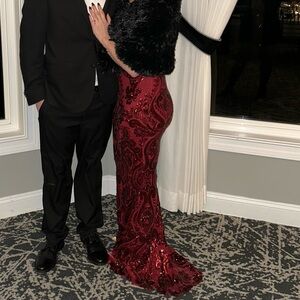 Elegant Red Sequin Dress